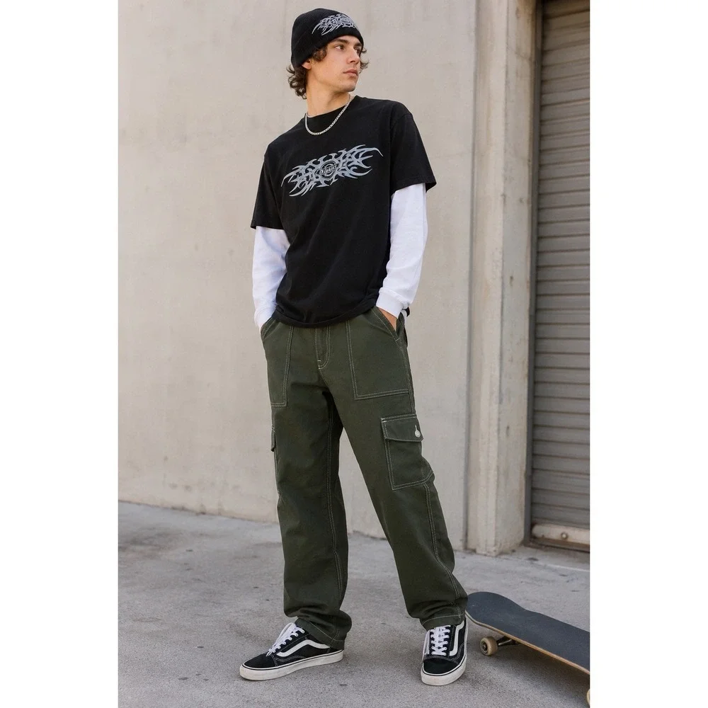 Distressed Dickies Carpenter Pants Olive Size 30x30 Y2K Workwear Grunge Skater